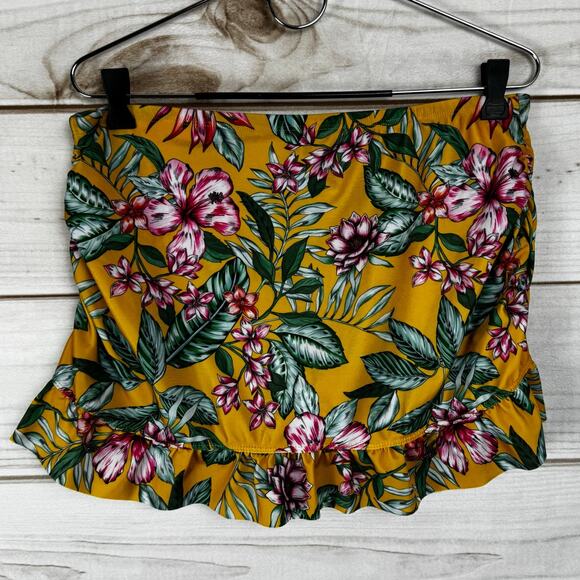 Nicole Miller Yellow Island Girl Print 2PC Tankini With Ruffle Skirt Size XL - Picture 5 of 10